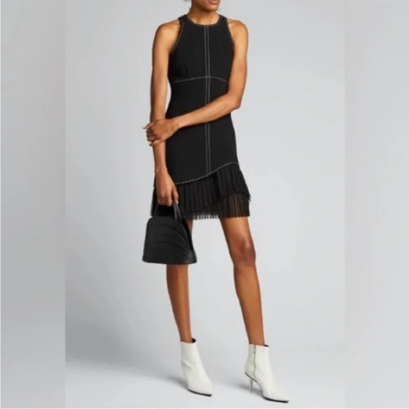 Cinq à Sept Cathy Sleeveless Crepe Minidress with Pleating - Sz 2 - Picture 3 of 6